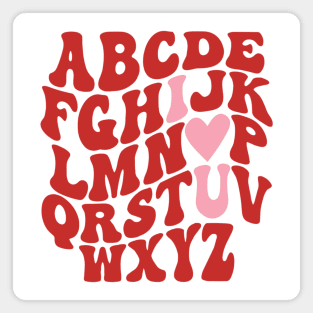 Retro Valentine Alphabet I Love You Magnet